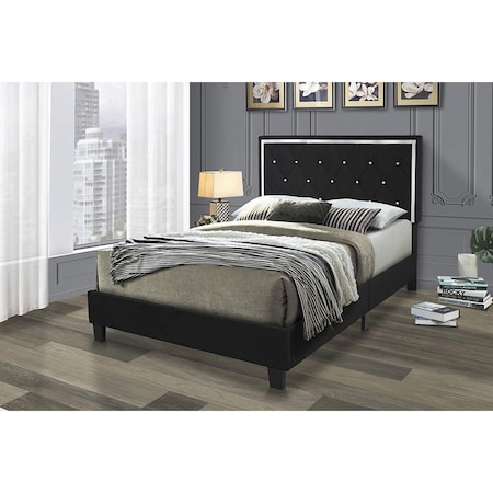 Kd Monica Velvet Upholstered King Size Platform Bed Black KD3357669